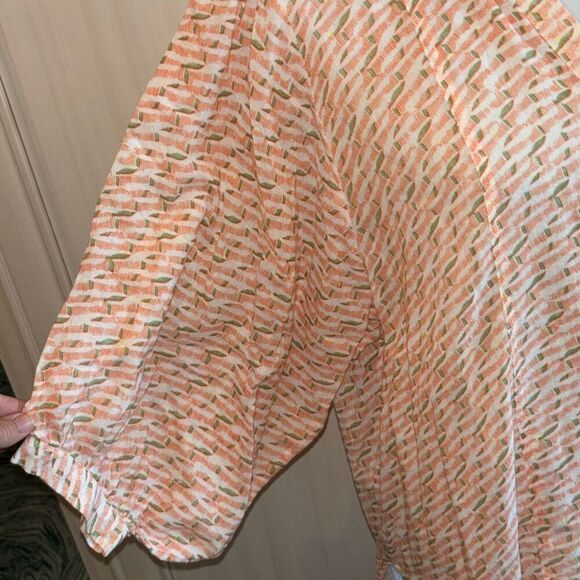 Maeve Anthropolgie Lena yarn dyed orange tunic top shirt XS button front - Picture 6 of 14